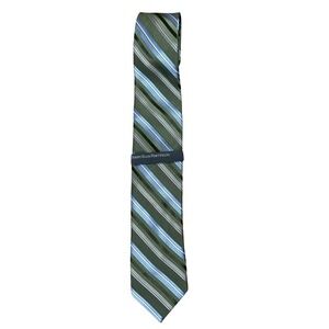 Perry Ellis NWT Striped Tie Men's Green Silk Business Corporate Office Academia